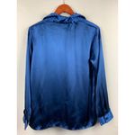 Susan Graver Style Royal Blue Satin Button-Up Shirt XS Photo 3