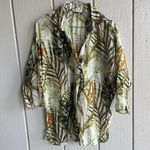 Caliban Italian Cotton Tropical Print Green Tunic Shirt Swim Coverup Size 44 Size L Photo 0