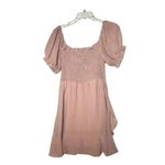 She & Sky Off Shoulder Puff Sleeve Ruched Dress Pink Mini Dress Sz Small Photo 3