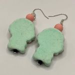 Cute Pastel Green Baby Boy with Moon Flocked Fuzzy Earrings Photo 2