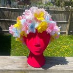 Vintage Floral Netted Wig Hat Multicolor Pink Photo 0