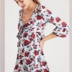 Outfitters American Eagle Blue Red Floral Boho poof Sleeve Dress Photo 1