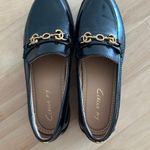 Circus by Sam Edelman Black Patent Leather Loafers with Gold Chain Photo 2