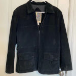 Vintage Middlebrook adult black leather zip jacket‎ padded shoulders — small Photo 5