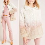 Anthropologie Ombre Cream, Tan & Pink Faux Fur Button-Up Coat, Size XS g… Photo 1