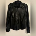 Lulus 🖤 “Polished Attitude” Black Vegan Leather Button-Up Top – Size Medium Photo 1