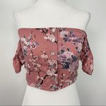 Molly green New Floral Flutter Sleeve Off The Shoulder Smocked Crop Top Pink Photo 1