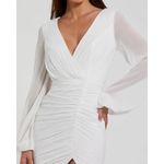 Mac Duggal  26655 White Long Blouson Sleeve Ruched Mini Dress Sz 4 Photo 1
