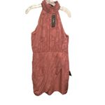 Lulus NWT Lulu’s Chic Demeanor Rusty Rose Pink Floral Jacquard Halter Mini Dress Large Photo 2