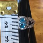 Natural Blue Topaz Blue Sapphire Sterling Silver Ring Size 6 Photo 6
