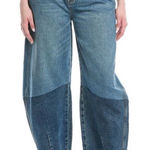 BLANK NYC  jeans barrel color block NEW Backup Dancer Barrel Jean Blue denim Photo 0