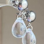 Handmade clear teardrop Czech glass simple minimalist earrings💛 Photo 4