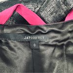 Jay Godfrey Size 0 Black Sequin Stretch Pink Straps Mini Dress Cocktail Party Photo 2
