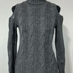 American Eagle Chunky Knit Cold Shoulder Sweater Size Small Grey Photo 0