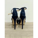 Abel Munoz Eiffel Suede Stilettos Heel Platform Sandals Navy Blue Women's 39/8.5 Photo 3