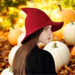 Whimsical Burgundy Witch Hat Lightweight Stylish Knit Construction One Size Photo 5