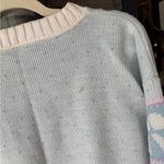 Vintage 80s Pastel Bow Sweater knit crewneck Pullover DELIVERYLtd grandmillenial Blue Size XL Photo 9
