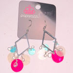 Paparazzi 💙 NWT  Silver Dangle Earrings Pink / White / Blue Iridescent Accent Photo 0