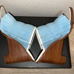 Tibi Nadine Linen Blue Wedge 4-inch Heels Sandals Brand New Size 39 9 Brazil Photo 9