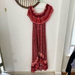 Nightcap  Clothing Samba Gown Sunrise Print Red Pink Smocked Waist Tassel Size 2 Photo 9