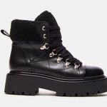 Steve Madden  Reyen Black Leather Shearling Boots Photo 2