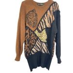 Vintage Escada Sweater Size 40 Animal Print Tiger Wool Mohair Blend Made Italy Brown Size M Photo 0