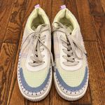 Nicole Miller New York Brita Woven Rainbow Pastel Platform Sneakers Photo 3