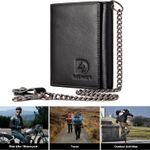 Chain Wallets for Men Biker Wallet with RFID Blocking Genuine Leather Trifold Wallet with Chain Photo 5