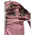 ZARA  Basic Women's Red Embroidered Blouse Sz XS 3/4Bell Sleeve Eyelet Boho Top Photo 11