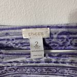 Chico's Medallion Print 3/4 Sleeve Purple Top Bedazzled Boho Lavender Chic Photo 2