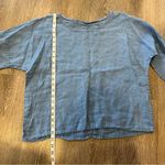 Light Blue 100% Linen Made In Italy 3/4 Sleeve Top Women’s Size Medium Photo 4