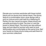 Velvet Heart Women’s Self Belt Black Pull On Shorts L Photo 2