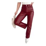 Judy Blue  High Rise Tummy Control Faux Leather Pants‎ Red Women Size 9/29 NWT Photo 1