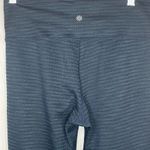 Athleta 3/4 Athletic Leggings Sz M Black Blue Striped Photo 5
