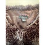 Talbots  Faux Fur Vest Womens‎ S Chocolate Brown Quilted Open Front Photo 2