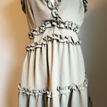 Iris Grunge fairy Ruffle Mini Dress Sleeveless‎ Sage Green Large Y2K cottage whimsi Photo 0