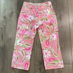 Lilly Pulitzer Vintage Cheeri-O Pants Pink Paisley Floral Butterfly Crop Capri 0 Photo 3