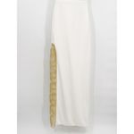 Anthropologie Haney Petra One Shoulder Metallic Gold Mesh Paneled Ponte Ivory Gown Maxi Dress Photo 5