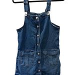 American Eagle Denim Jean Overalls Mini Dress Jumper Raw Hem Size XS Blue Casual Photo 0