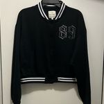 Common Stitch Chic Black and White Varsity Jacket with '89' & Brooklyn Dripping Size L Photo 0
