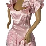 American Vintage Vintage 80's pink drop waist sleevless lace netting overlay bows dress small Photo 3