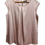 St. John  Pink Satin Cap Sleeve Pleated Front Blouse Top Women's Size L Photo 0