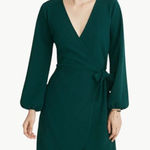 Madewell  Texture & Thread Women's Long Sleeve Tie Mini Dress Sz Small, Green Photo 0