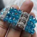 Blue Bead & Metal Accent Stretch Beaded Bracelet Photo 2