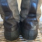 Tory Burch  Argyll Olive Leather Lace Brown Rubber Duck Boots Shearling Photo 4