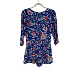Yumi Kim Blue Floral 100% Silk Romper Preppy Summer Vacation Cruise Womens Small Photo 5