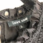 Love Sam Womens Top Blouse Ruffle Eyelet Crochet Sleeveless Black L Photo 2