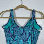 Title Nine Women 36DD Blue Purple Paisley Print Tankini Swim Top Underwire Photo 4