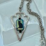 Hand Crafted Black Cat Pendant Stainless Steel Necklace Silver Photo 1