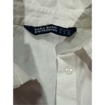 ZARA Oversized White Button Down with Green Painted Stripes sz M minimalist Lage Photo 2